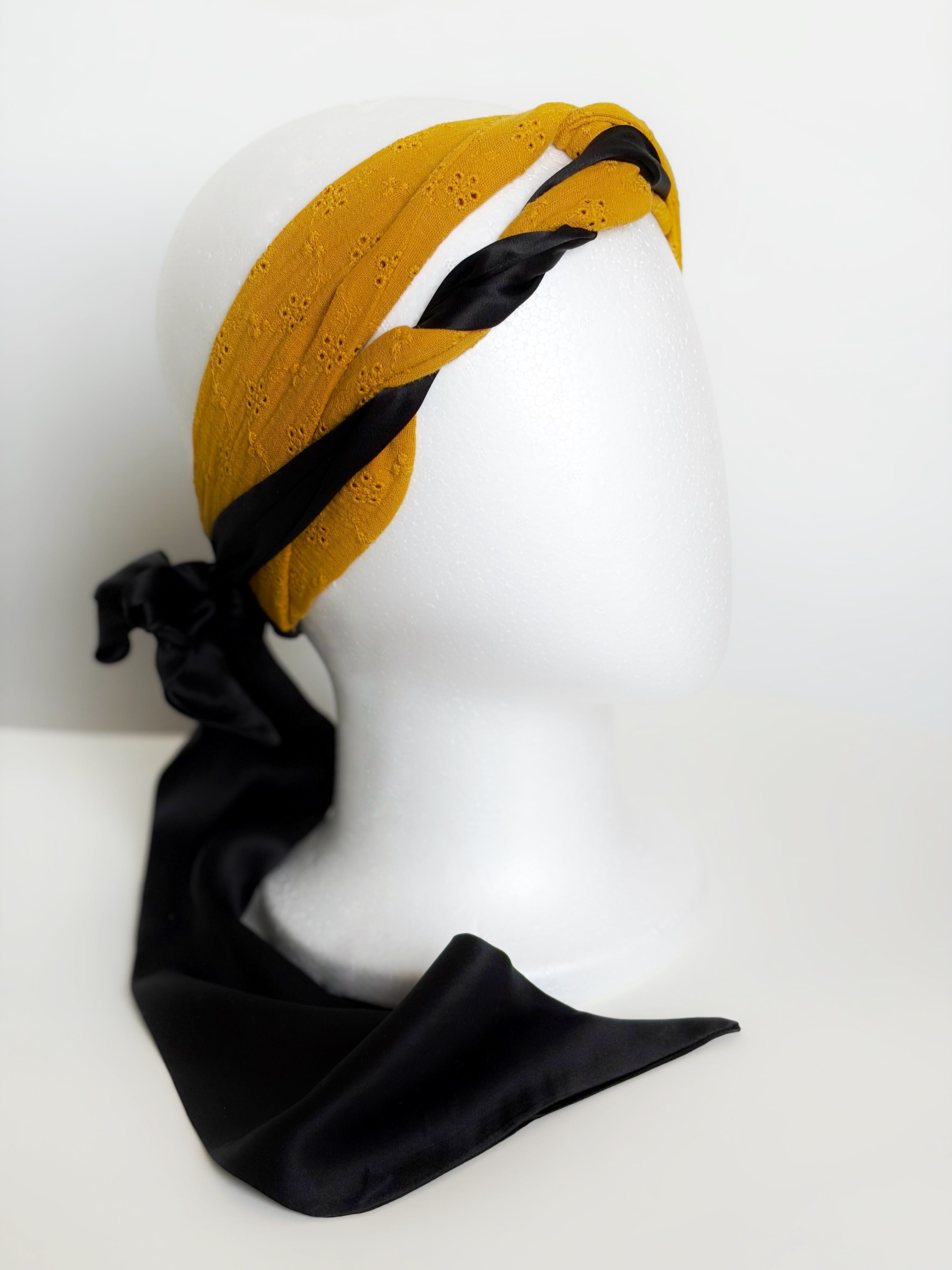 Silk bow headband - Mustard