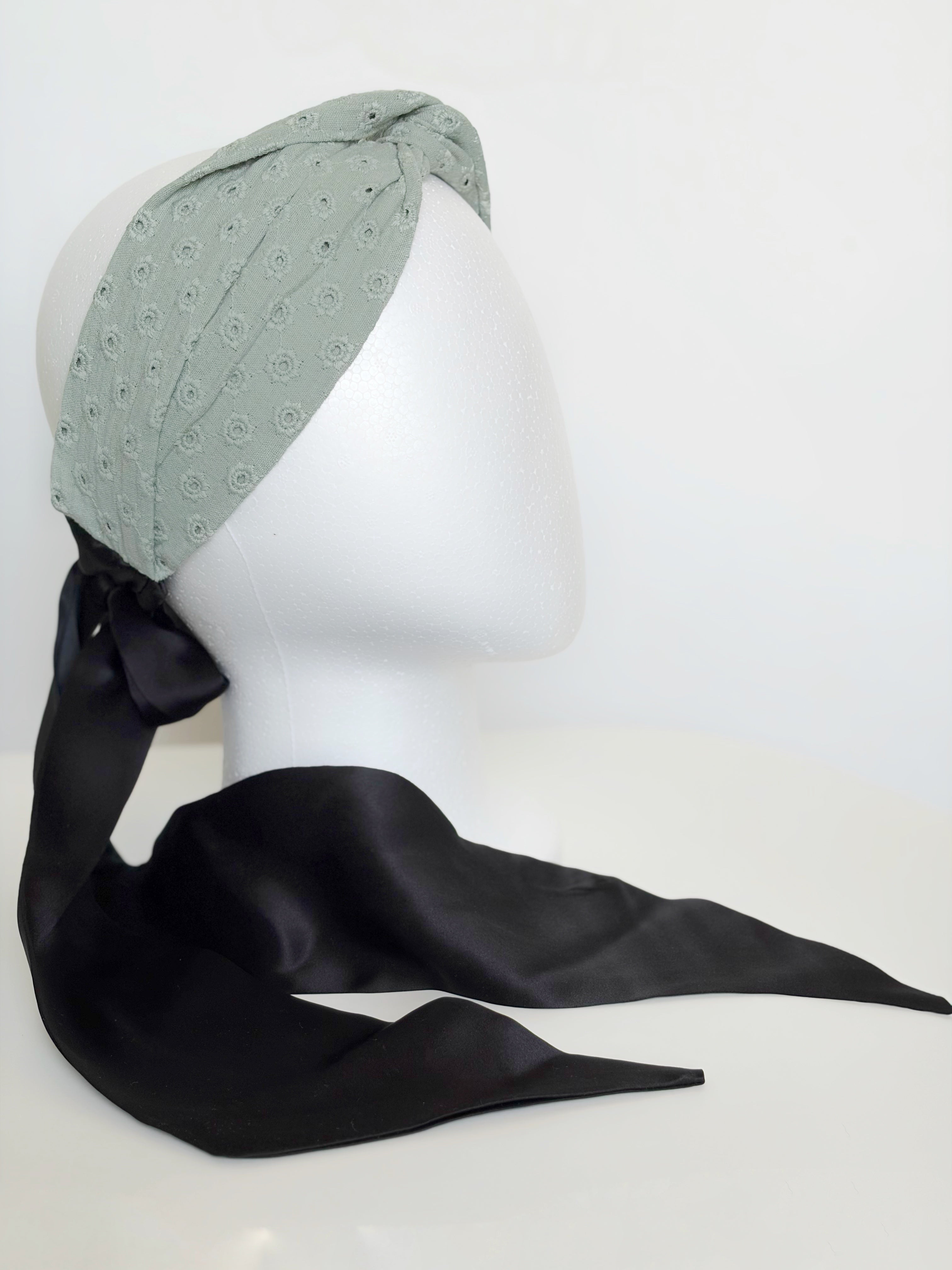Silk bow headband - Sage