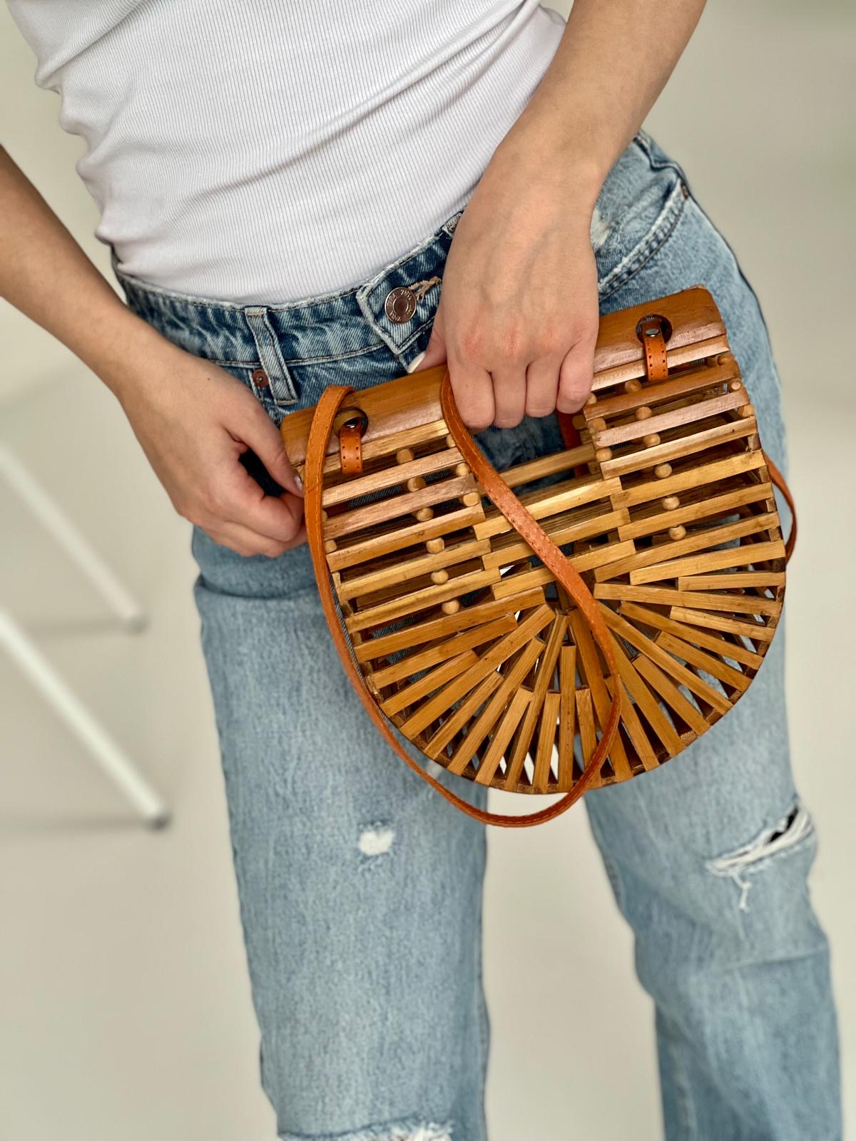 Bamboo Arc brown Bag with Strap -black – freya harper