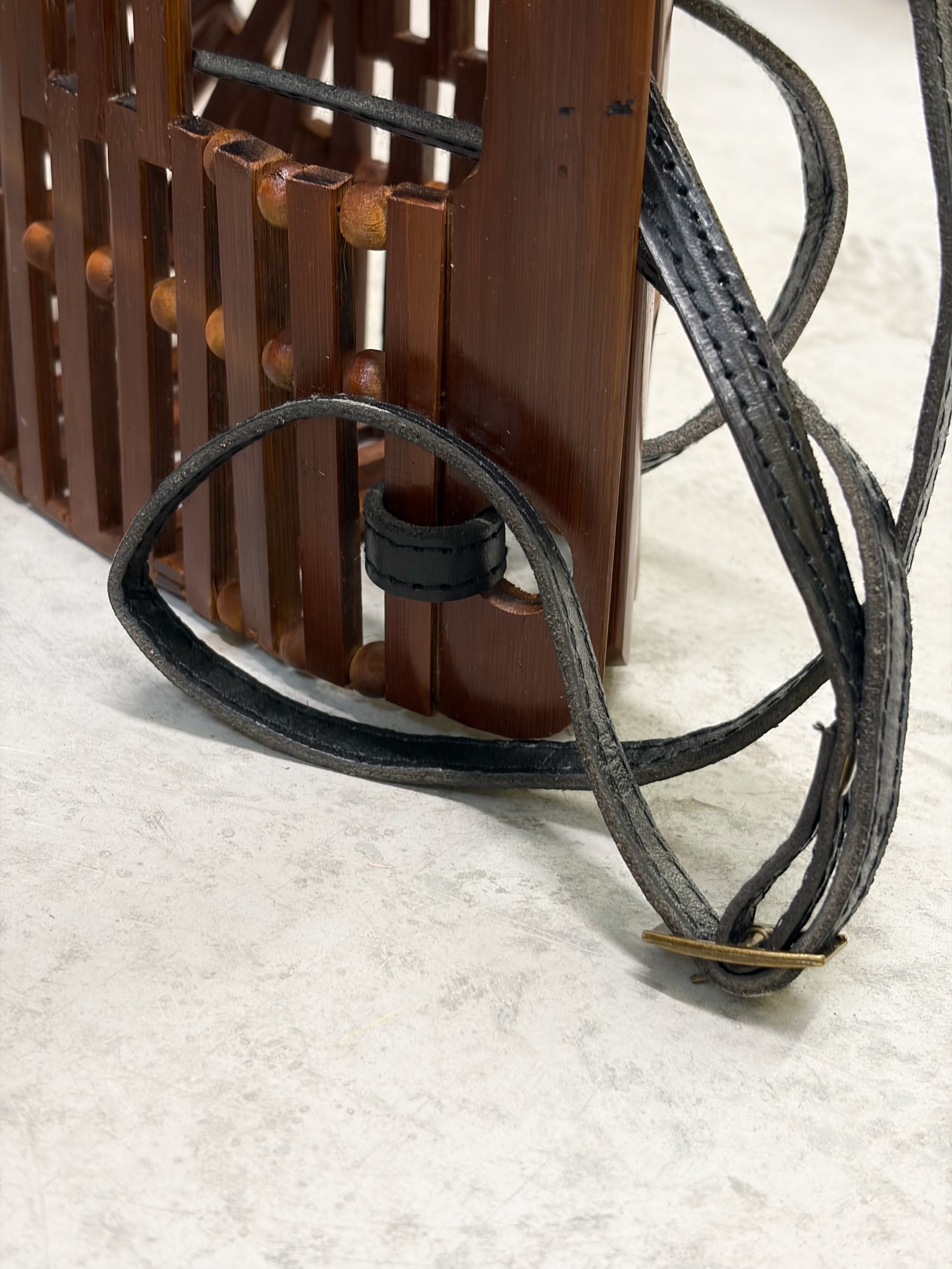 Bamboo Arc brown Bag with Strap -black