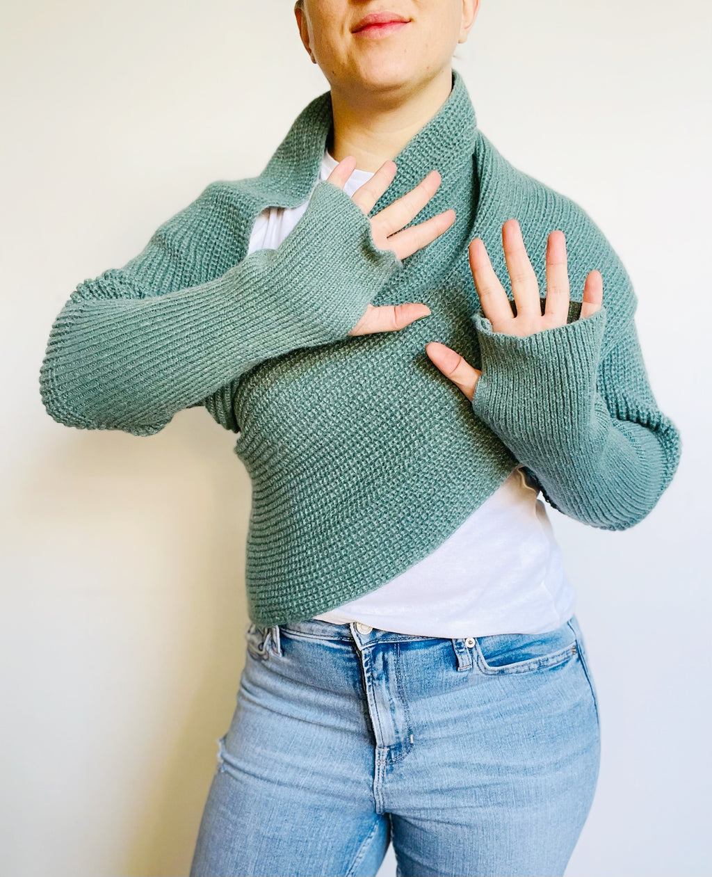 Brushed scarf with thum holes - Aurora green