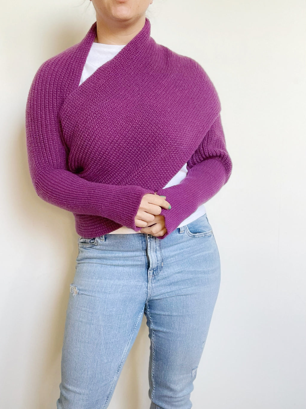 Brushed scarf with thumb holes - Purple