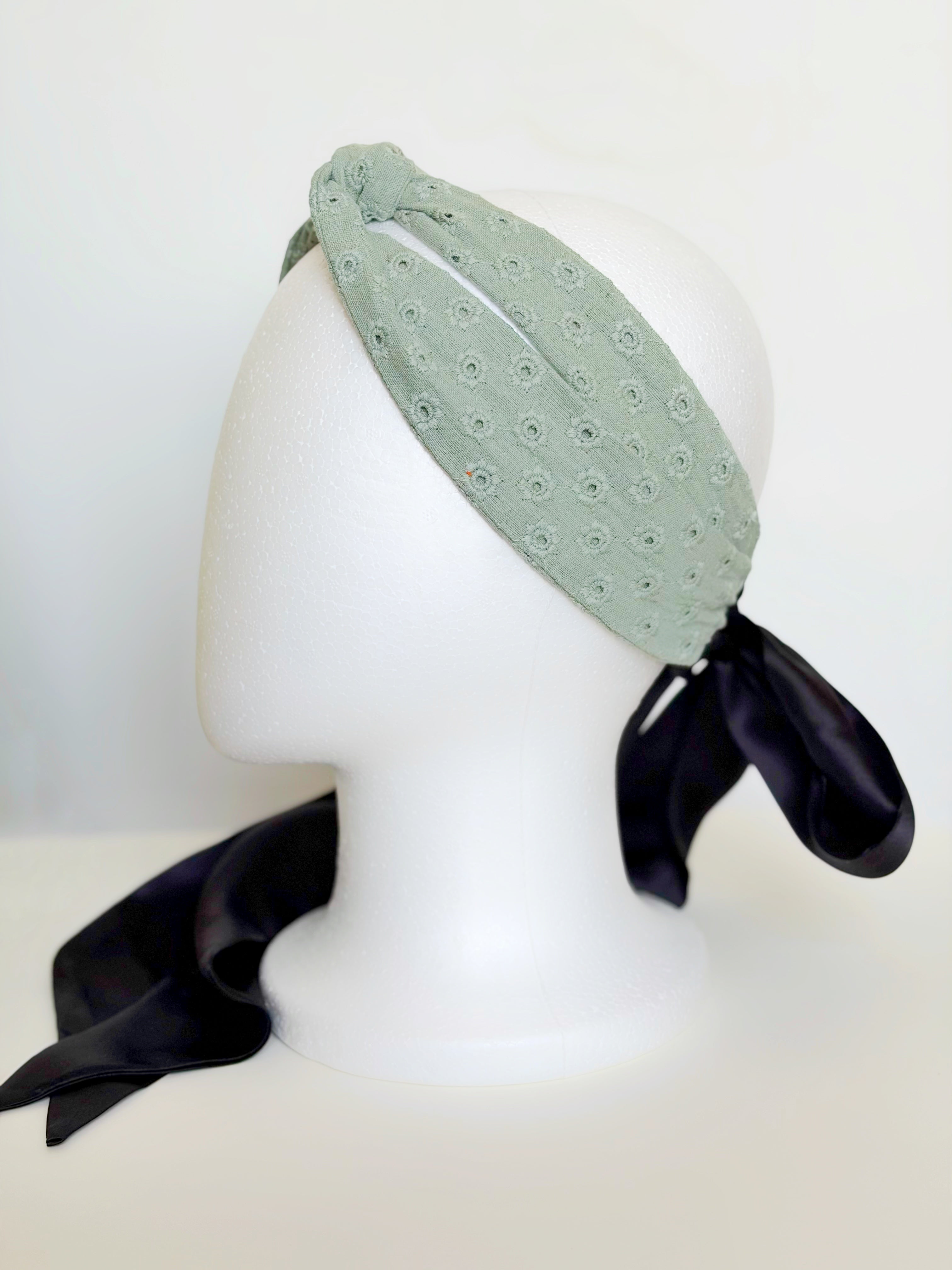 Silk bow headband - Sage