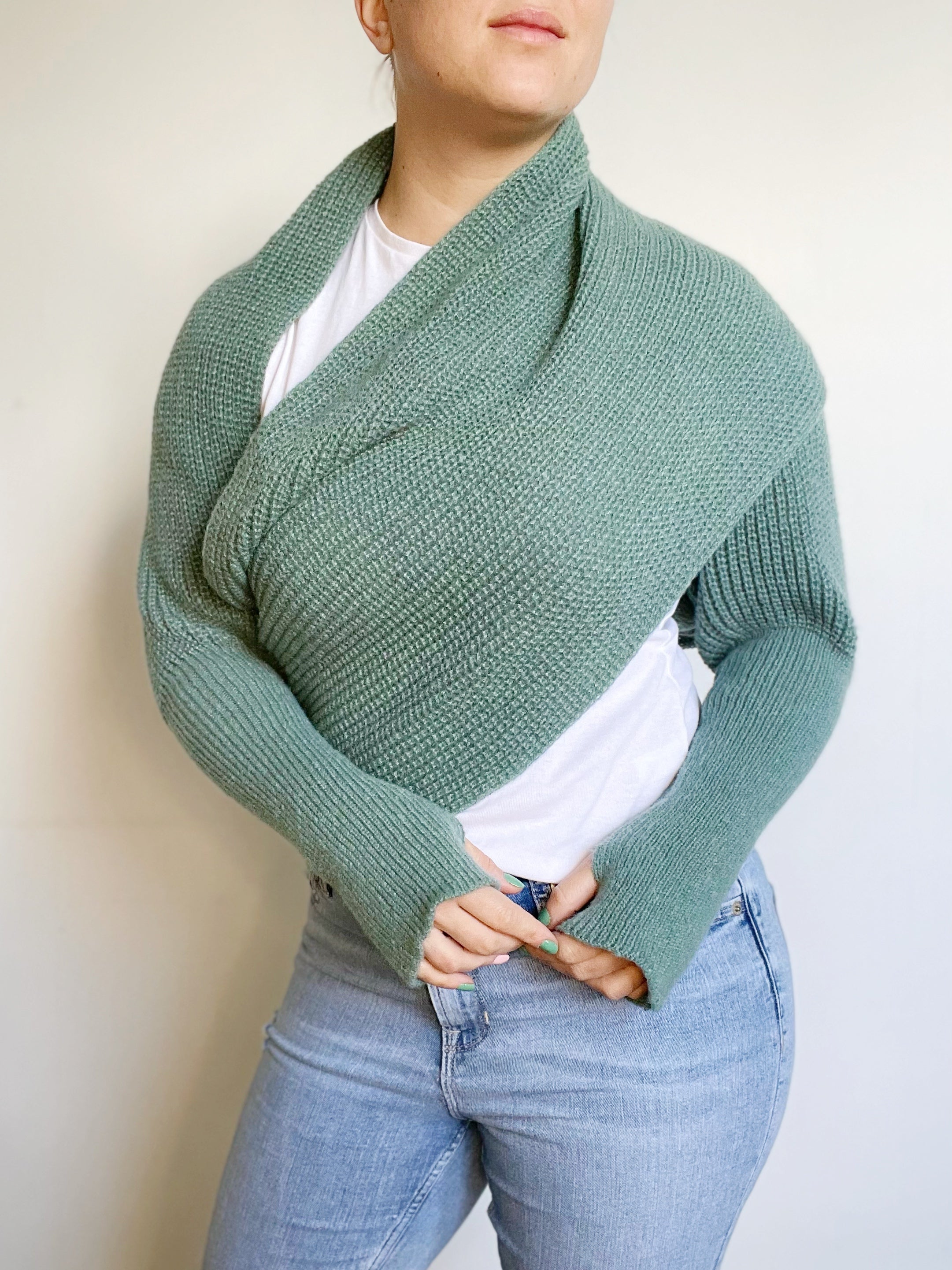 Brushed scarf with thum holes - Aurora green