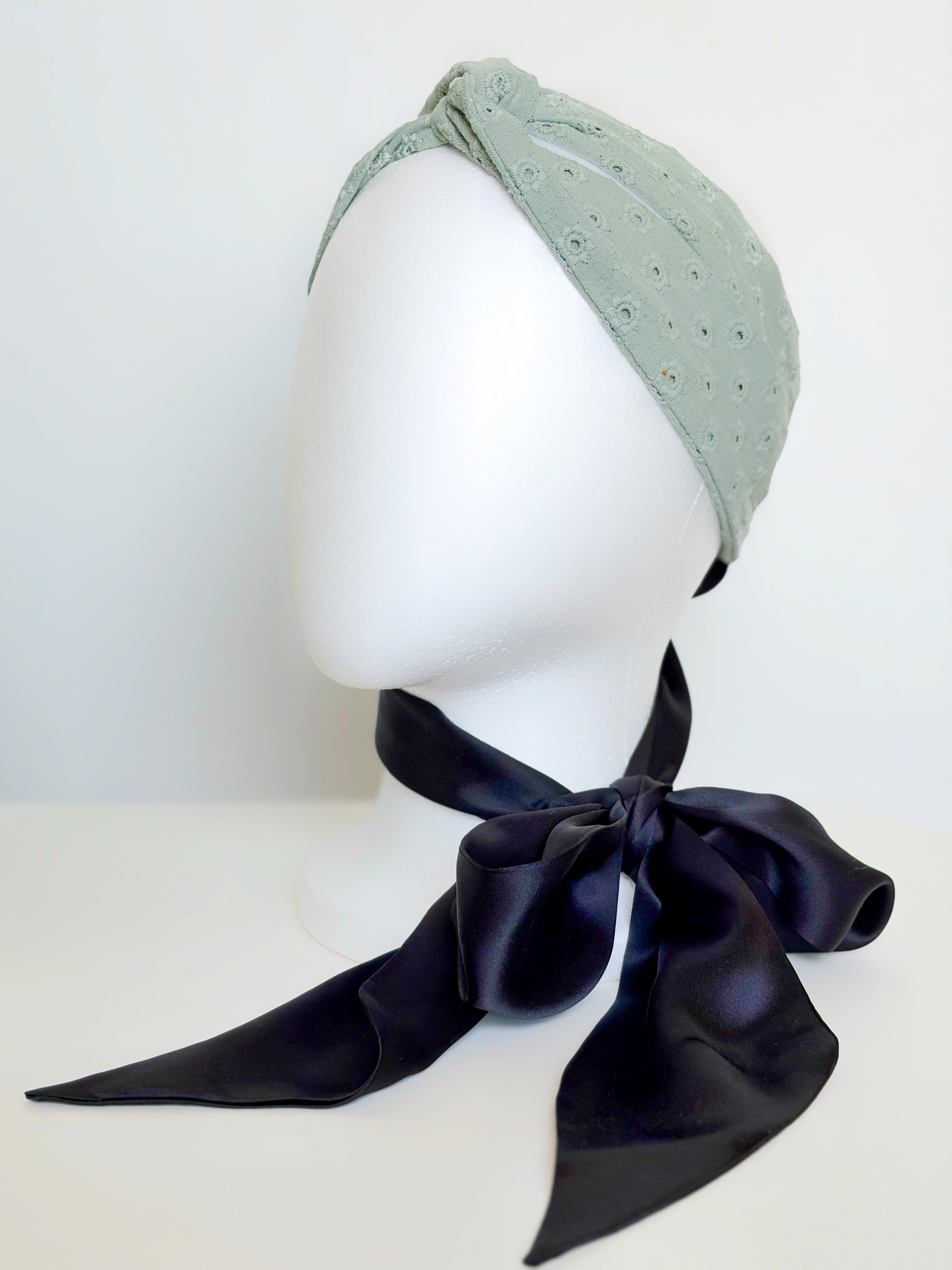 Silk bow headband - Sage