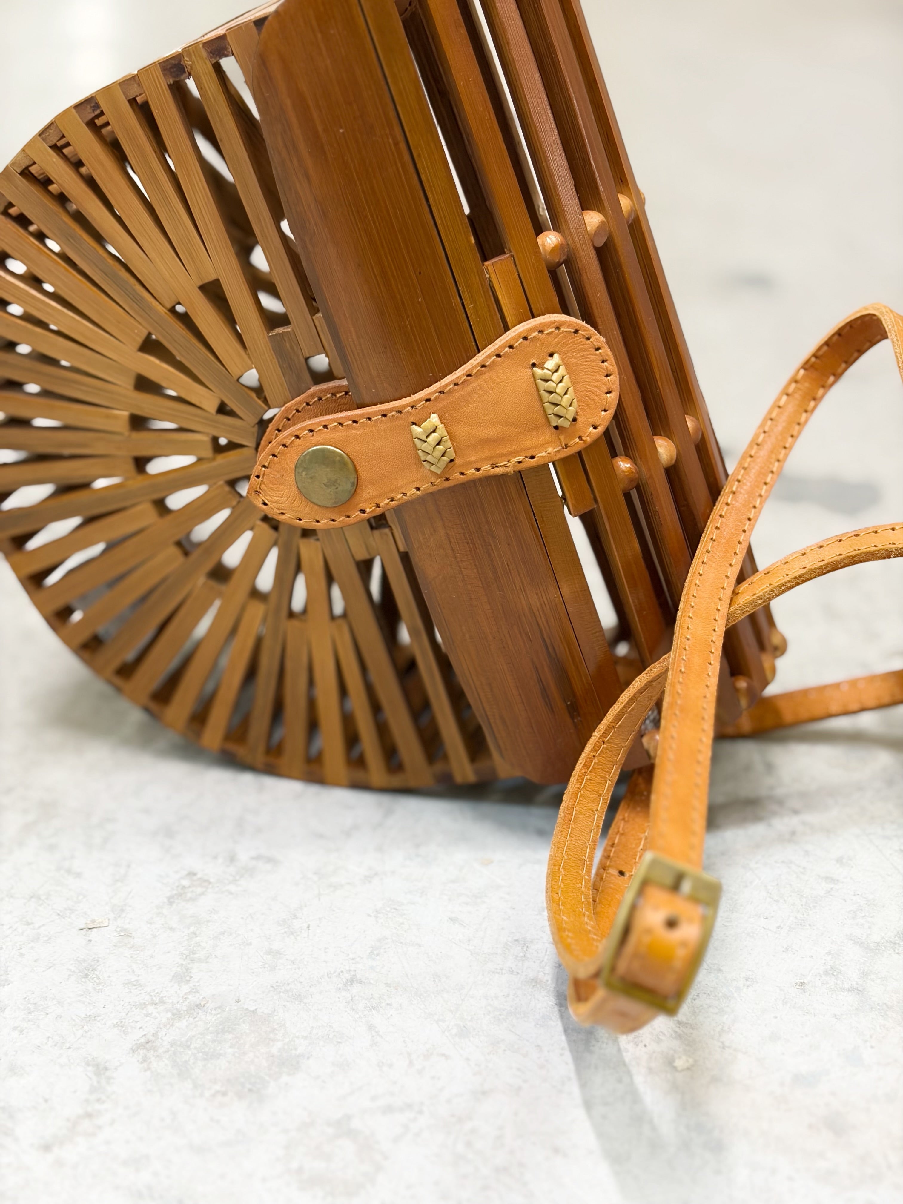 Bamboo small Arc Bag with Strap - Natural