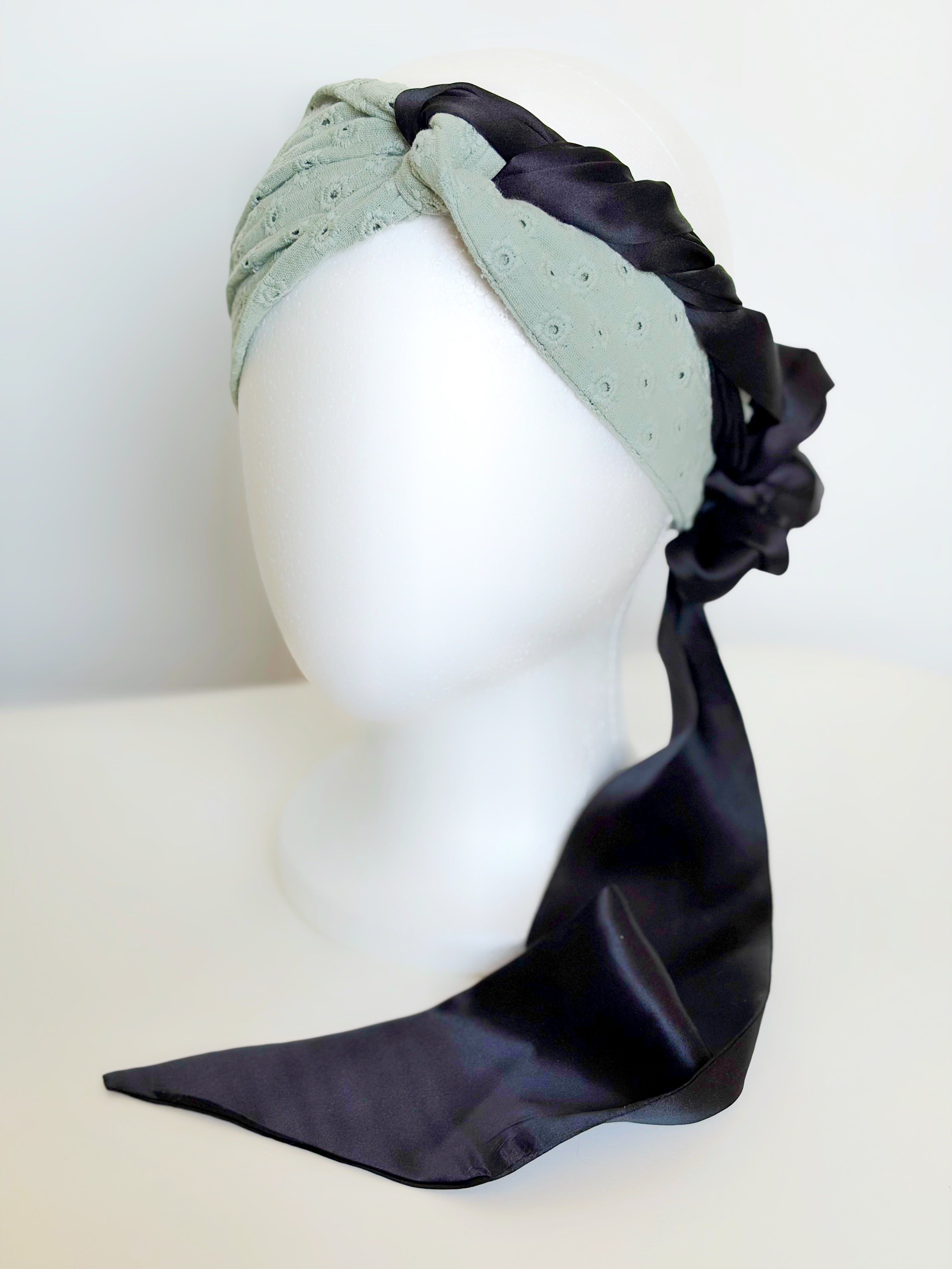 Silk bow headband - Sage
