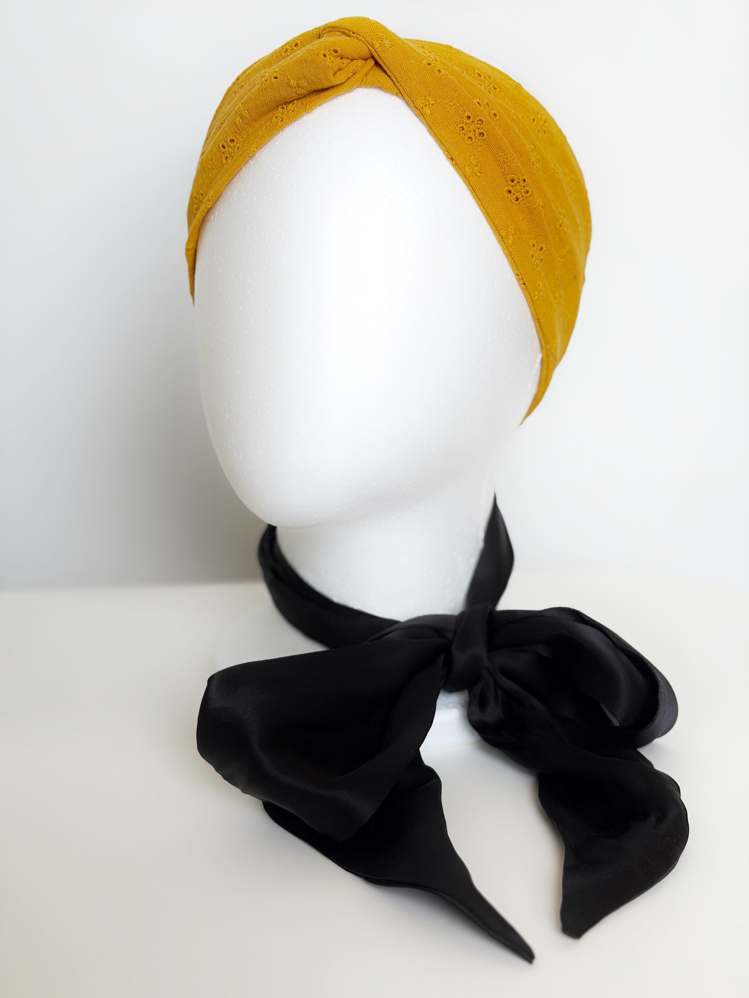 Silk bow headband - Mustard