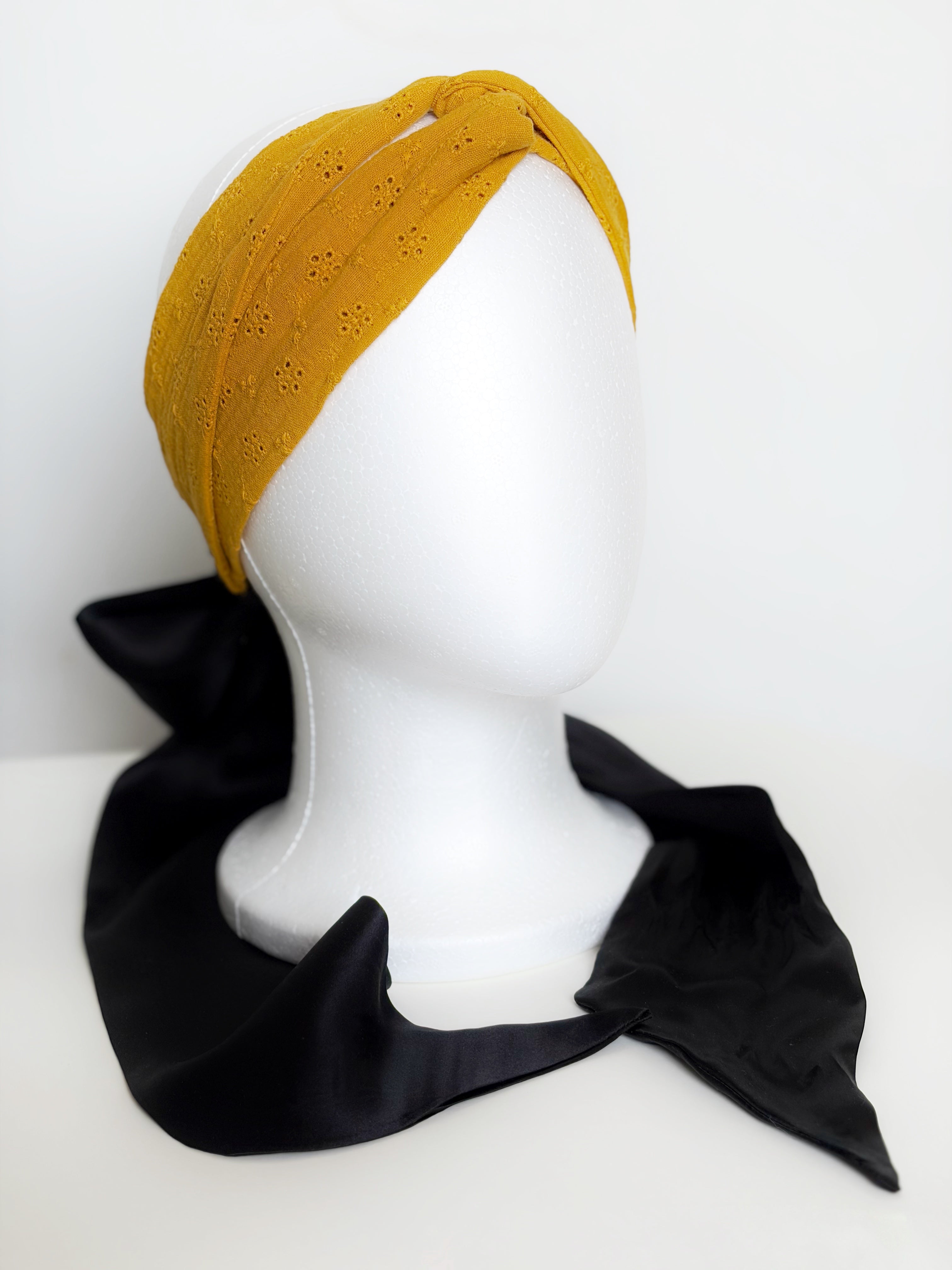 Silk bow headband - Mustard