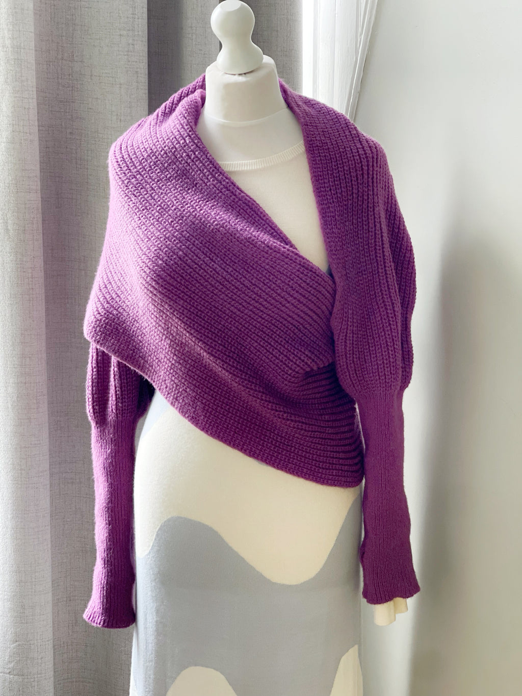 Brushed scarf with thumb holes - Purple