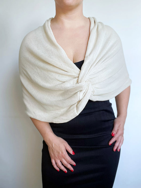 Infinity Knot Shawl in off ivory