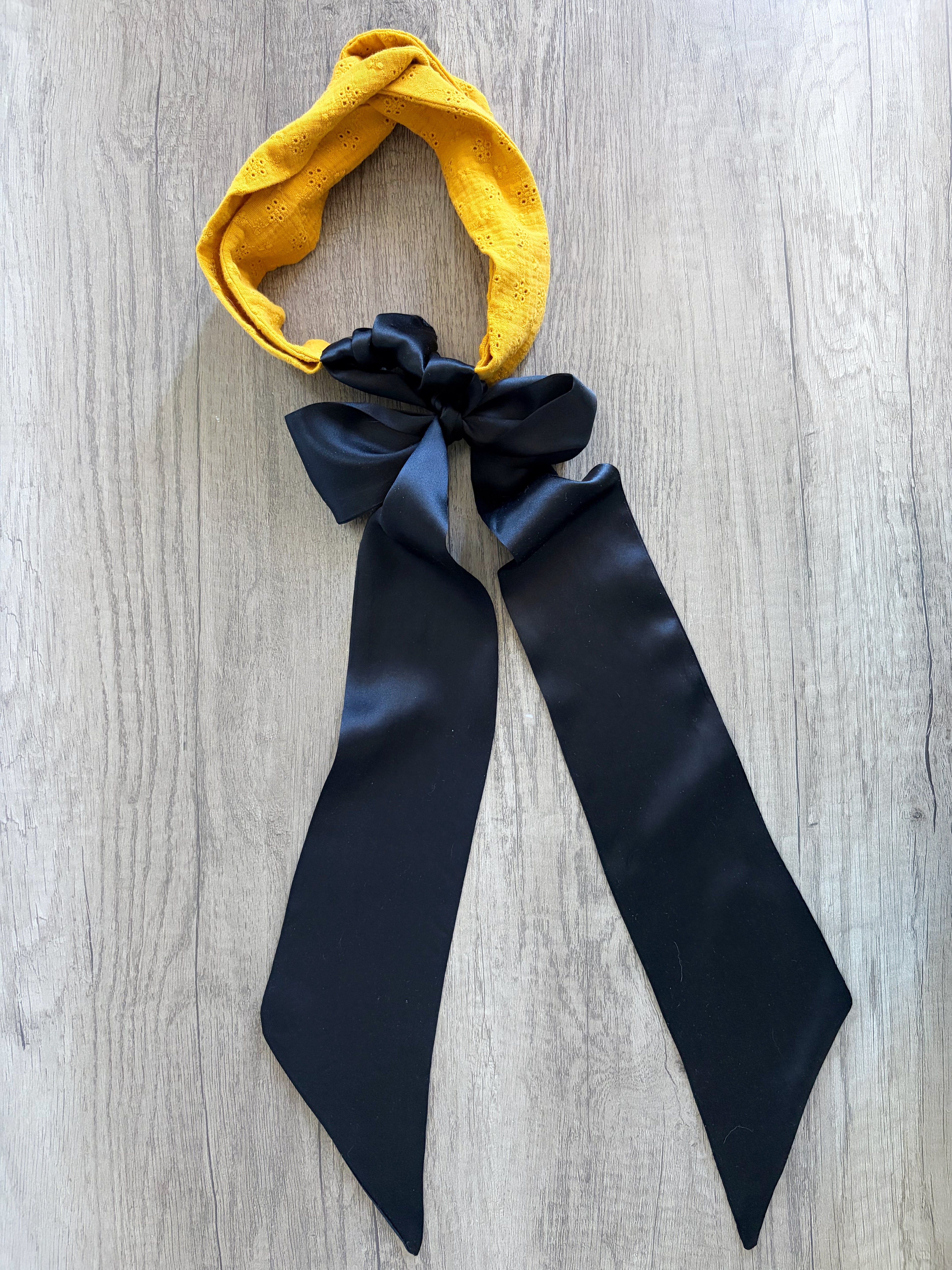 Silk bow headband - Mustard