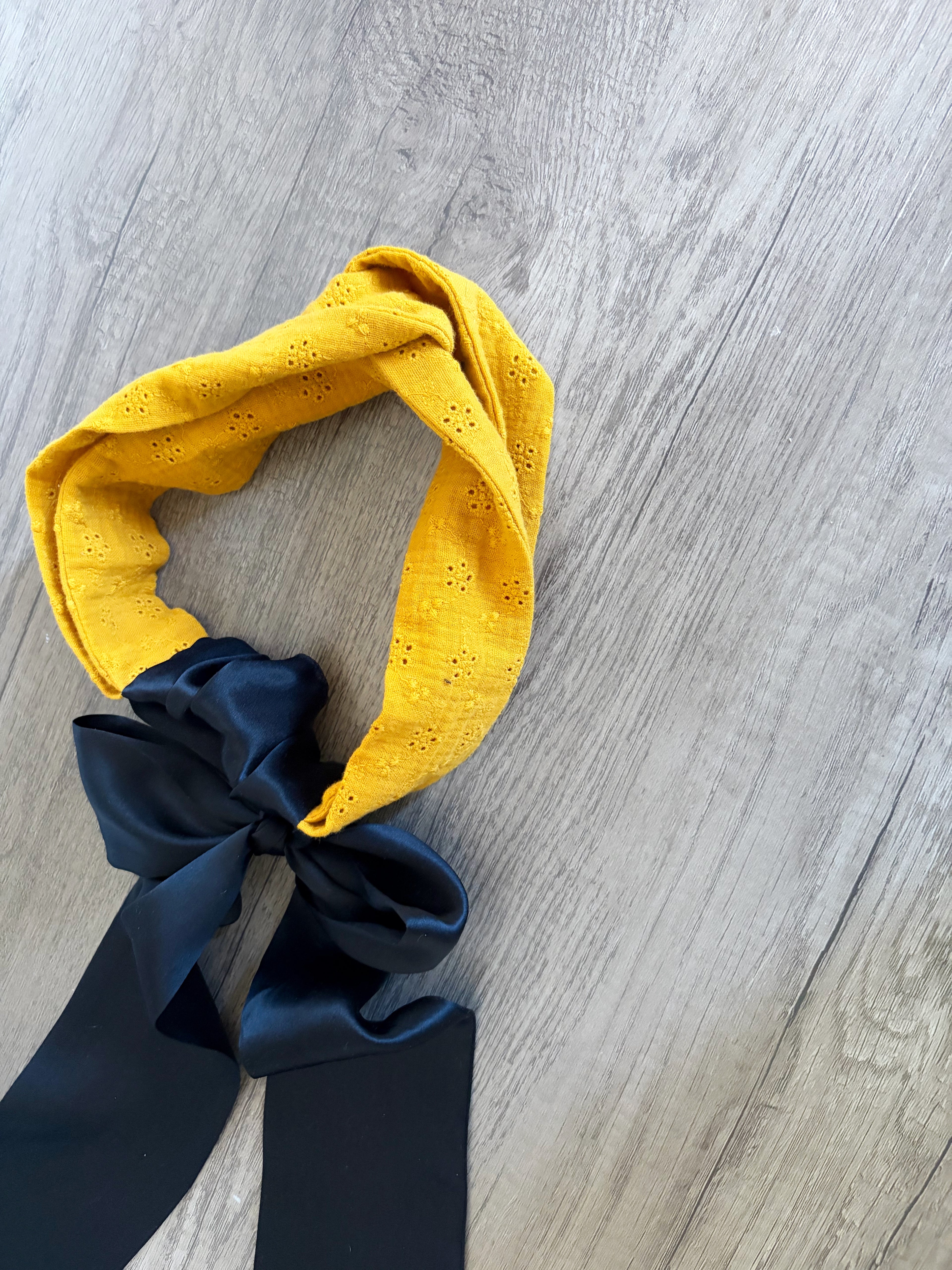 Silk bow headband - Mustard