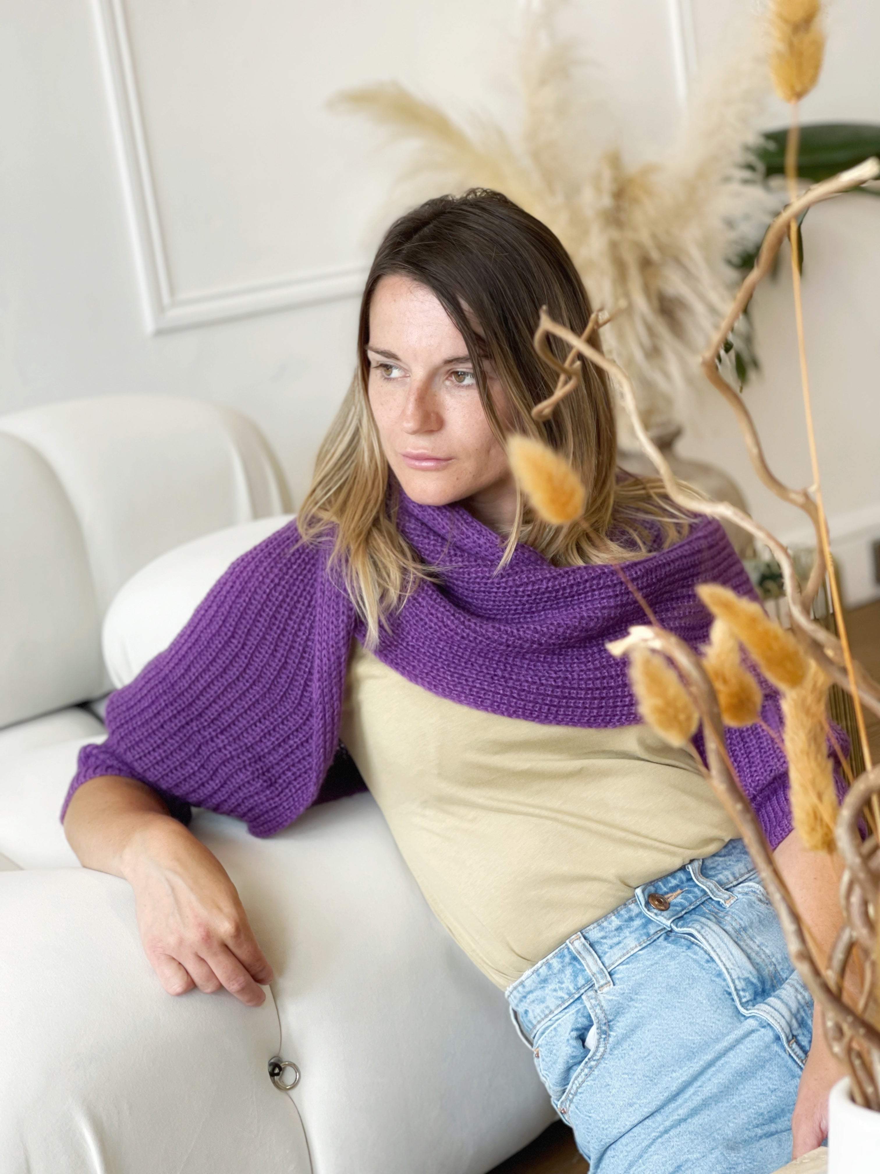 Soft brushed scarf - Purple