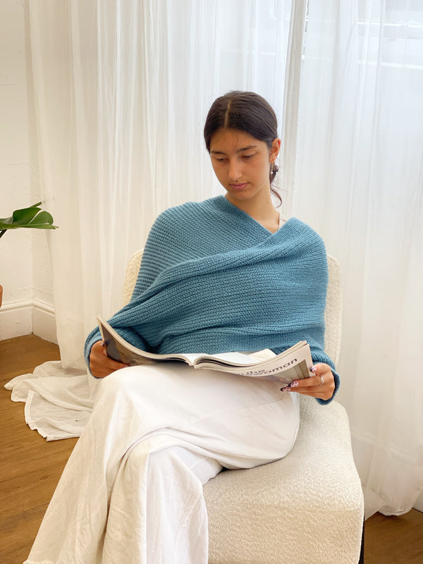 Soft brushed scarf - blue