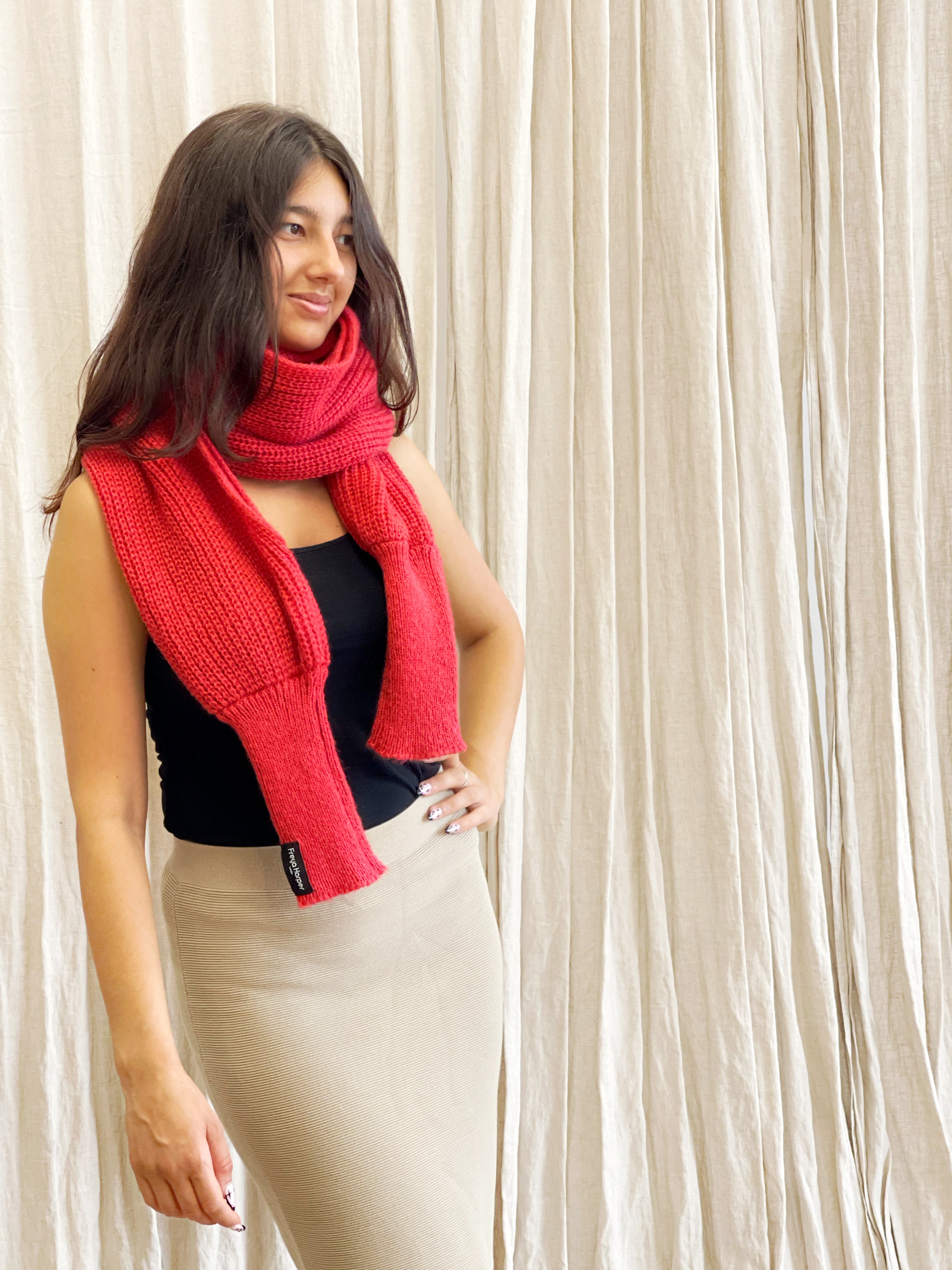 Soft brushed scarf - Brick red