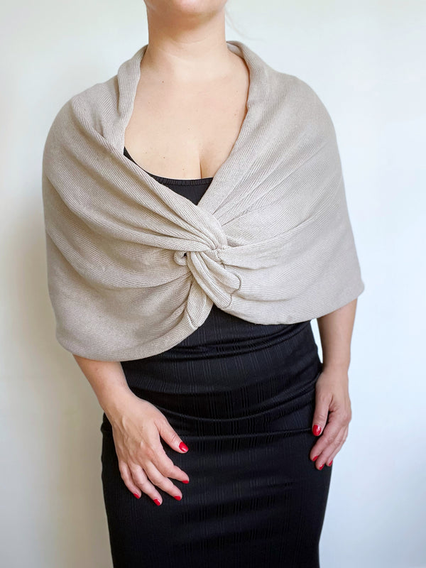 Infinity Knot Shawl in light warm grey