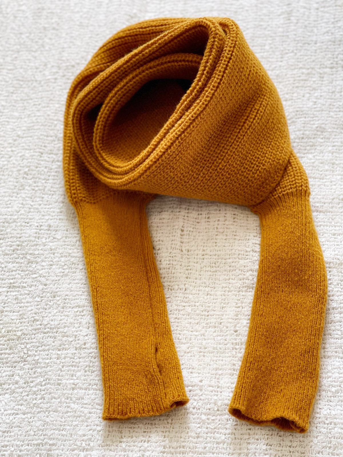 Brushed scarf with thumb holes - Mustard Yellow