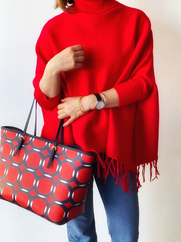 Scarlet red poncho