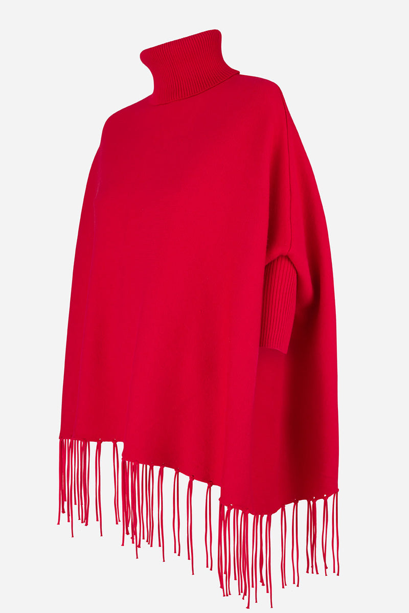 Scarlet red poncho