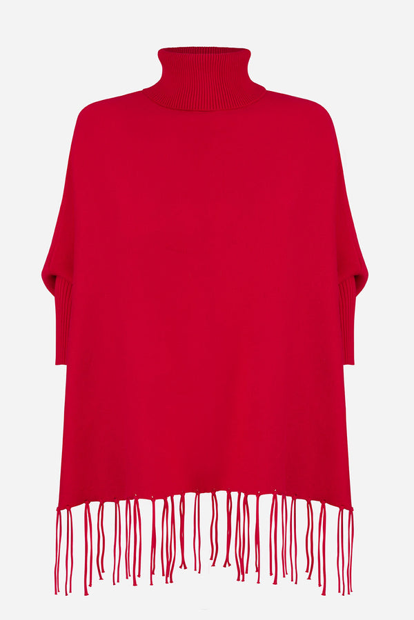 Scarlet red poncho